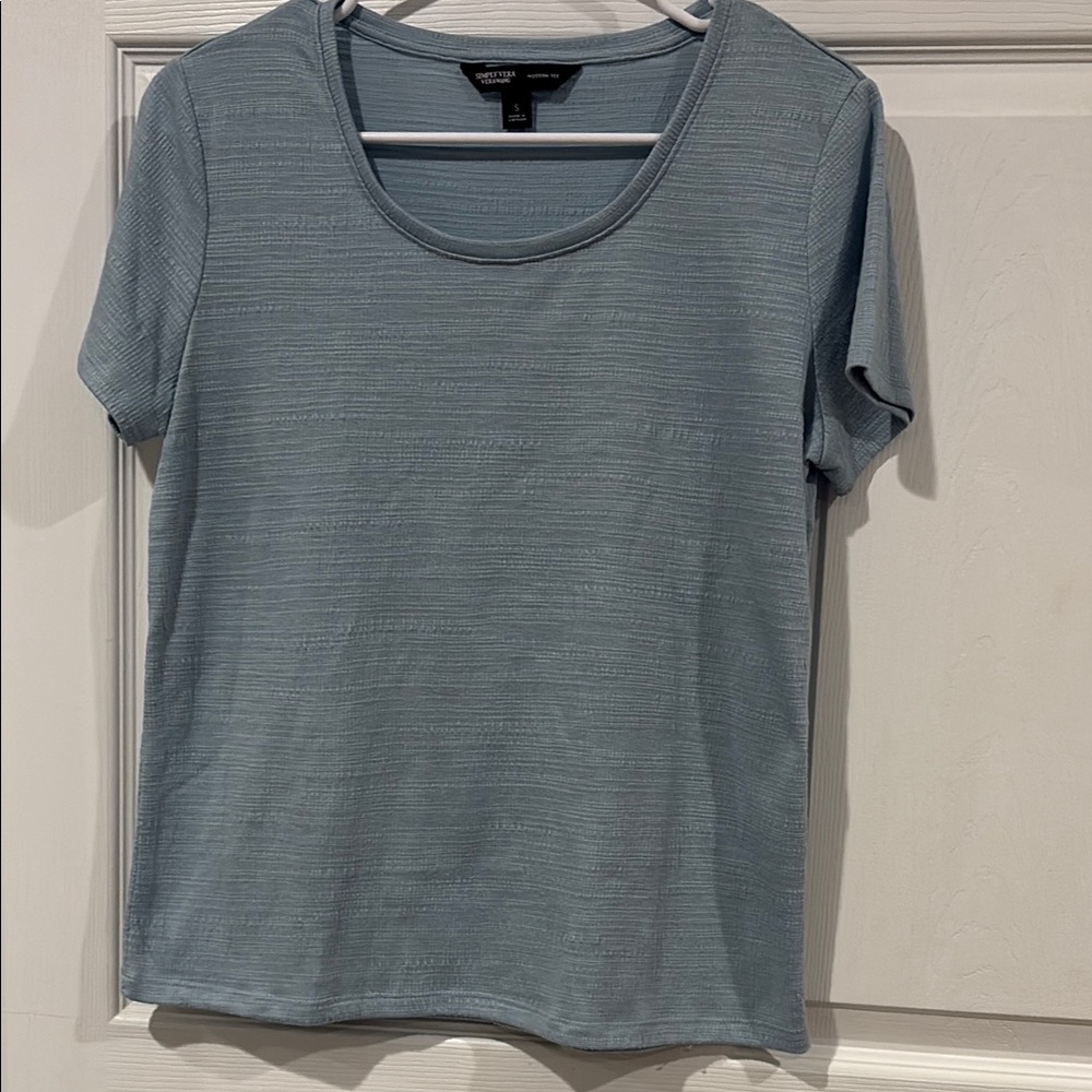Simply Vera Vera Wang Light Blue Short Sleeve Scoop Neck Tee
